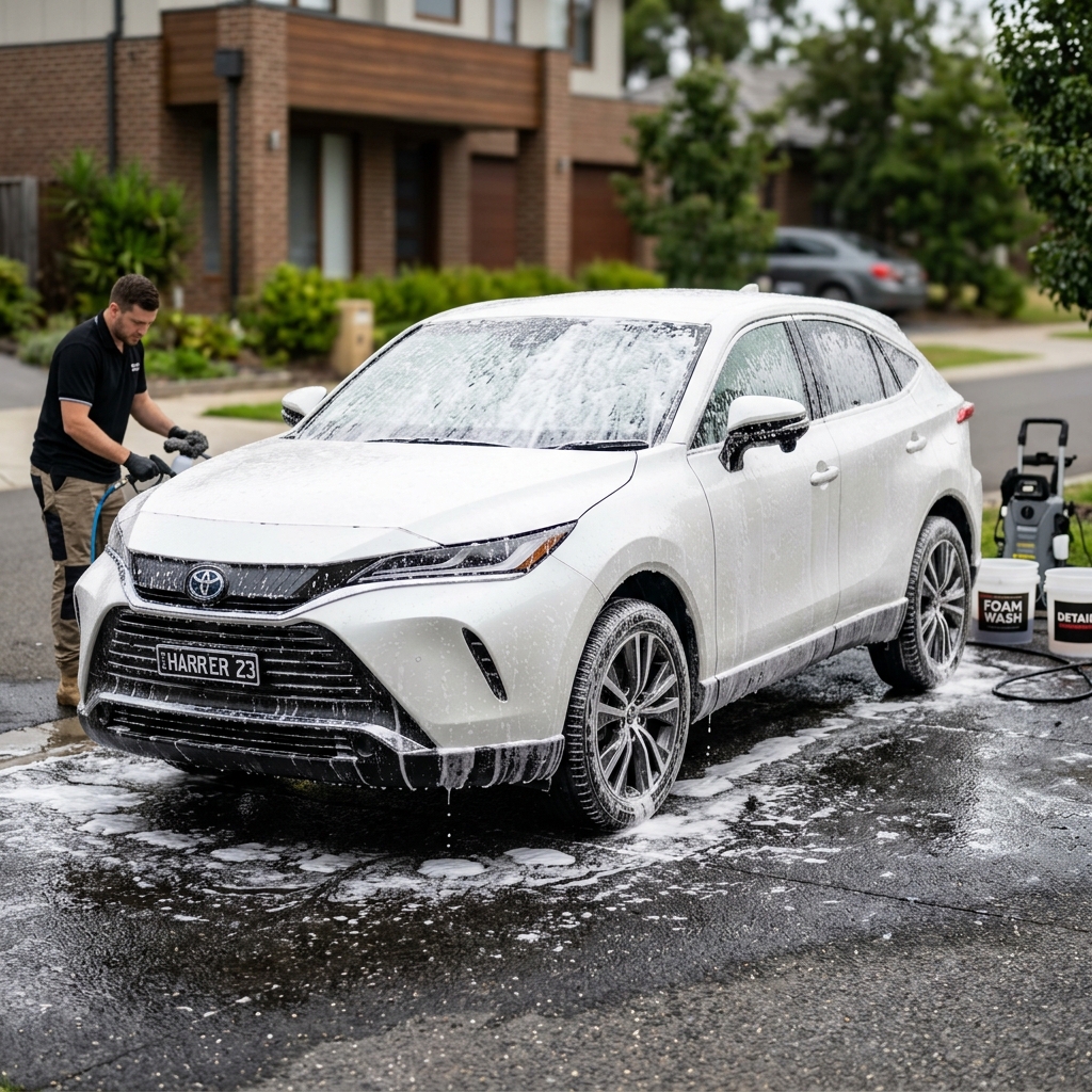 SUV exterior detail with water droplets